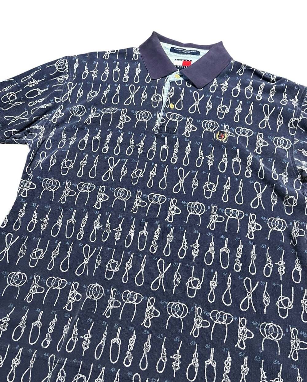 Vintage Tommy Hilfiger Nautical Knot Print Polo Shirt Size Large